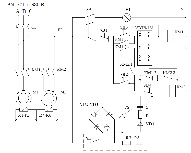 Электрическая схема конвейера